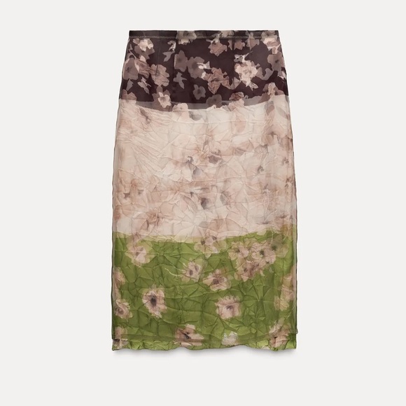 ZARA PRINTED ORGANZA SKIRT ZW COLLECTION